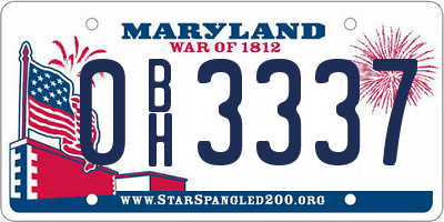 MD license plate 0BH3337