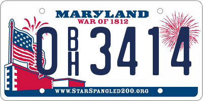 MD license plate 0BH3414