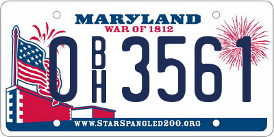 MD license plate 0BH3561