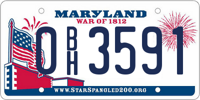 MD license plate 0BH3591
