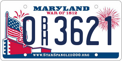 MD license plate 0BH3621