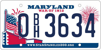 MD license plate 0BH3634