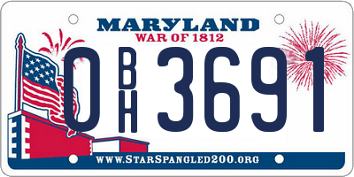 MD license plate 0BH3691