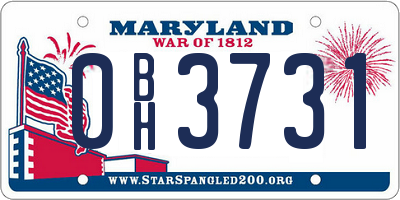 MD license plate 0BH3731