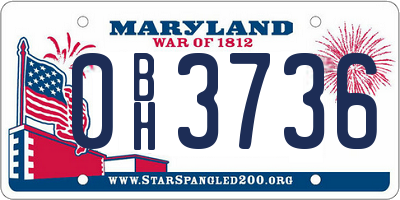 MD license plate 0BH3736