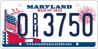 MD license plate 0BH3750