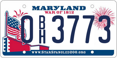 MD license plate 0BH3773