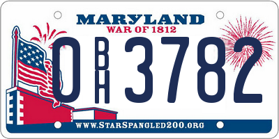 MD license plate 0BH3782