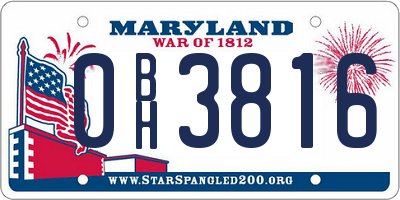 MD license plate 0BH3816