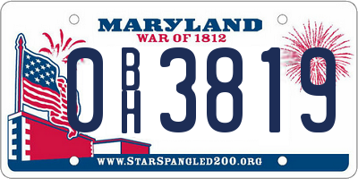 MD license plate 0BH3819