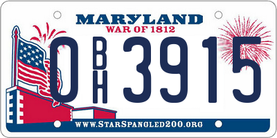 MD license plate 0BH3915