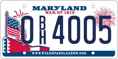 MD license plate 0BH4005