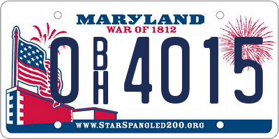 MD license plate 0BH4015