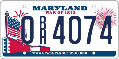 MD license plate 0BH4074