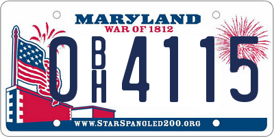 MD license plate 0BH4115