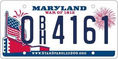 MD license plate 0BH4161