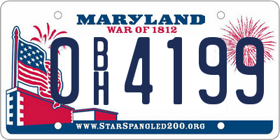 MD license plate 0BH4199