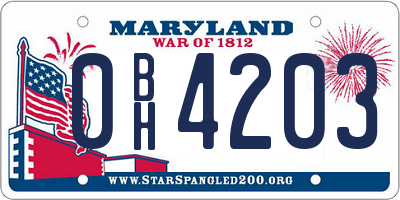 MD license plate 0BH4203