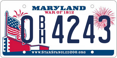 MD license plate 0BH4243