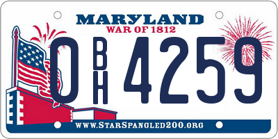 MD license plate 0BH4259