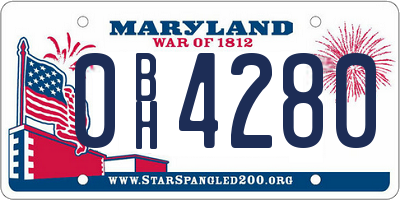 MD license plate 0BH4280