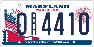 MD license plate 0BH4410