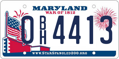 MD license plate 0BH4413