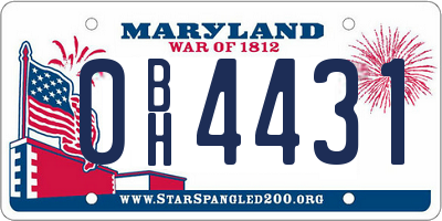 MD license plate 0BH4431