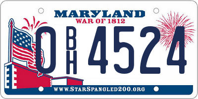 MD license plate 0BH4524