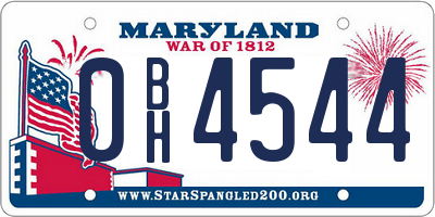 MD license plate 0BH4544