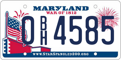 MD license plate 0BH4585