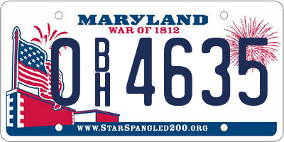 MD license plate 0BH4635