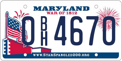 MD license plate 0BH4670