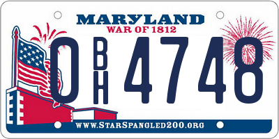 MD license plate 0BH4748