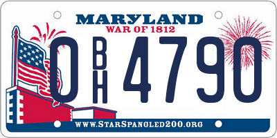 MD license plate 0BH4790