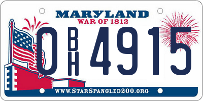 MD license plate 0BH4915
