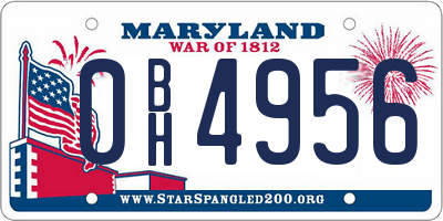 MD license plate 0BH4956