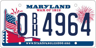 MD license plate 0BH4964