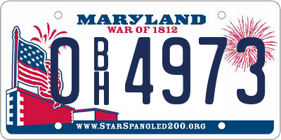 MD license plate 0BH4973
