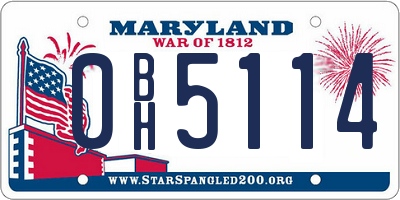 MD license plate 0BH5114