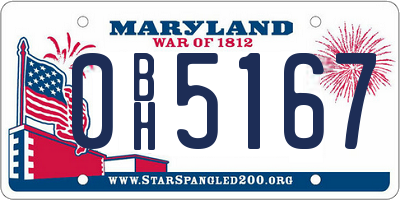 MD license plate 0BH5167