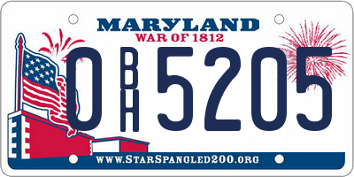 MD license plate 0BH5205