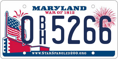 MD license plate 0BH5266