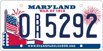 MD license plate 0BH5292