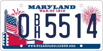 MD license plate 0BH5514