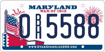MD license plate 0BH5588