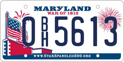MD license plate 0BH5613
