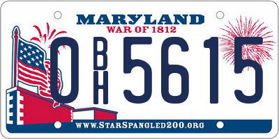 MD license plate 0BH5615