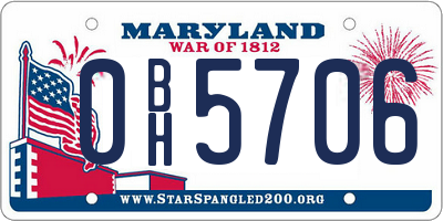 MD license plate 0BH5706