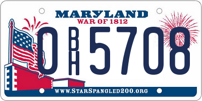 MD license plate 0BH5708